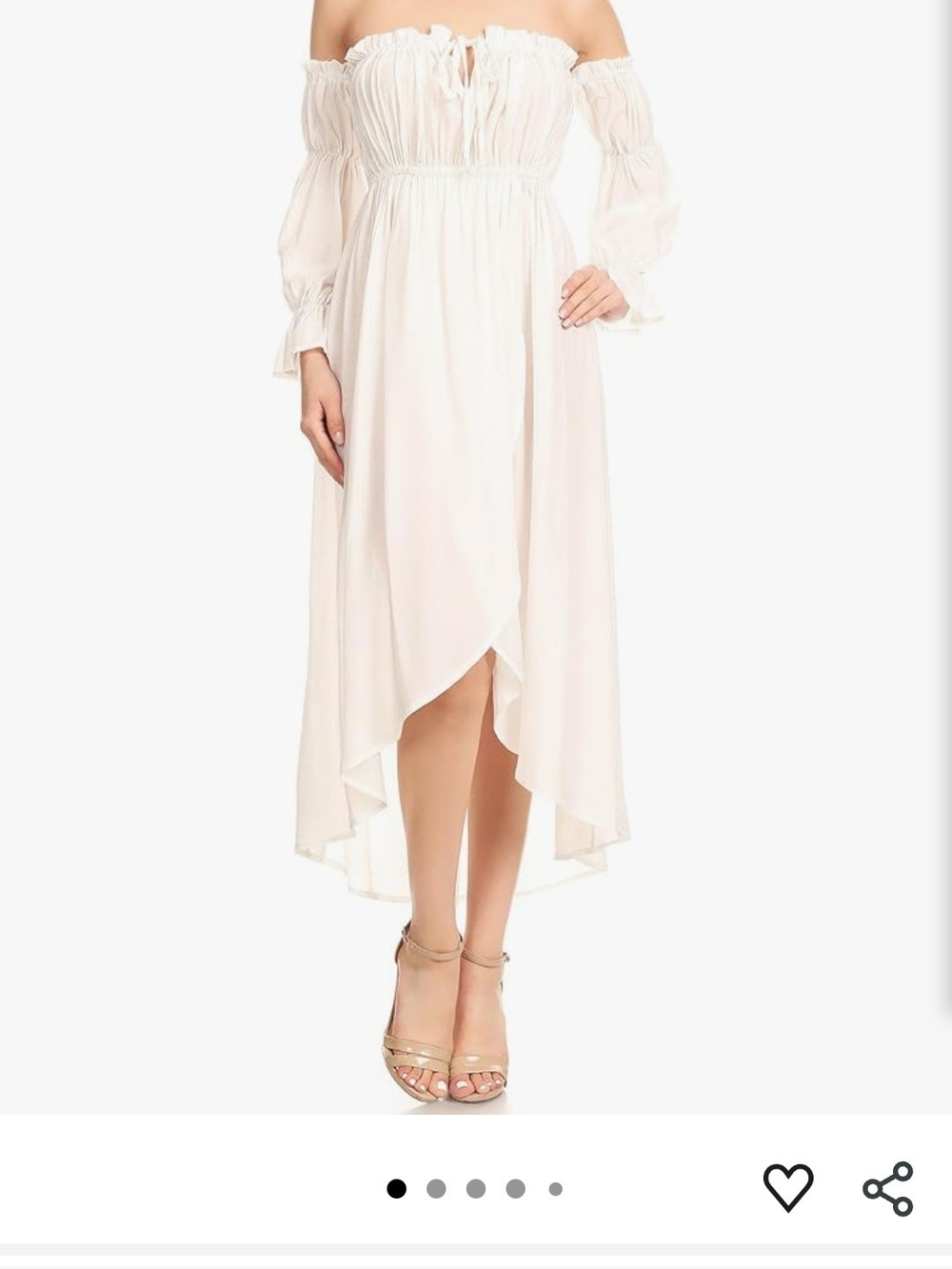 Off-Shoulder Cream High-Low Dress - Picture 7 of 8
